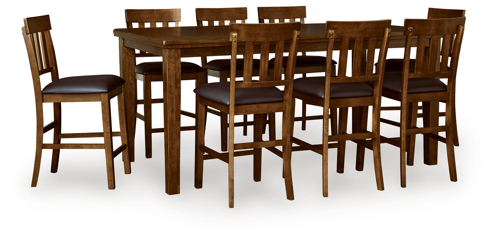 Ralene Medium Brown Counter Height Dining Table and 8 Barstools