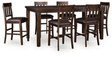 Haddigan Dark Brown Counter Height Dining Table And 6 Barstools