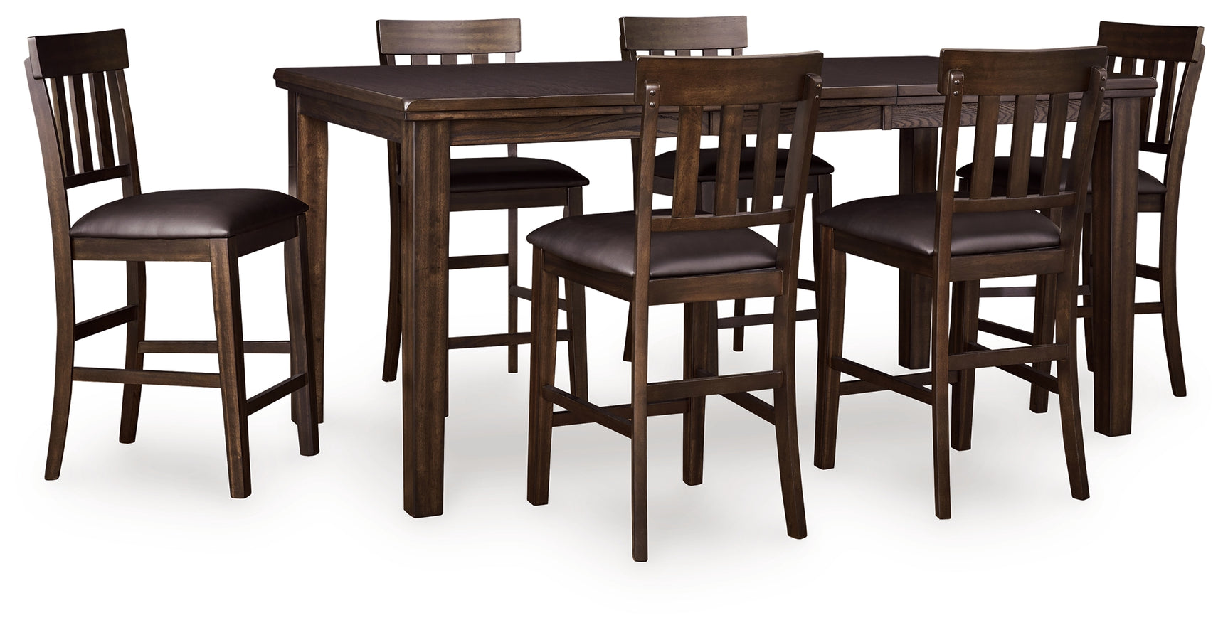 Haddigan Dark Brown Counter Height Dining Table And 6 Barstools