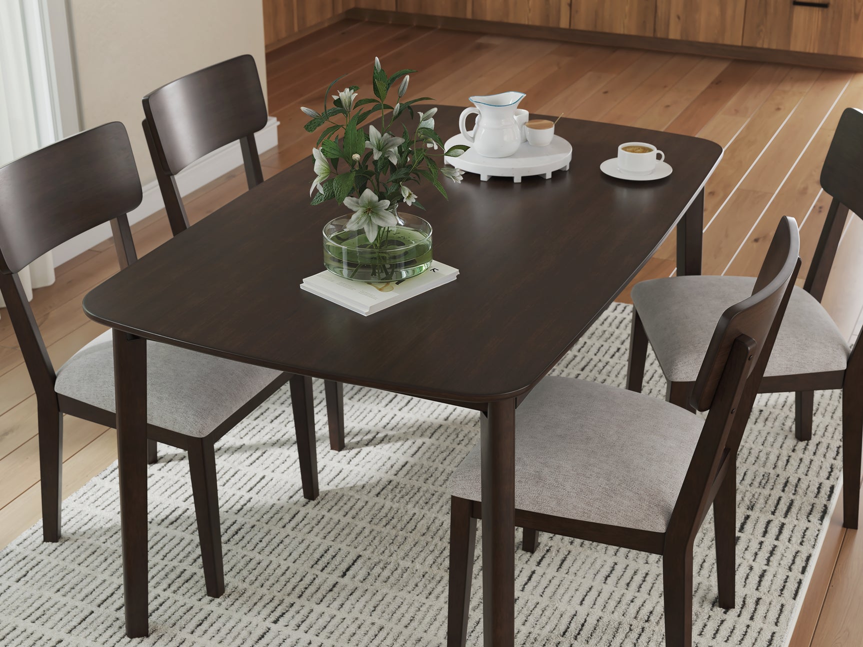 Mallenette Merlot Dining Table and 4 Chairs (Set of 5)