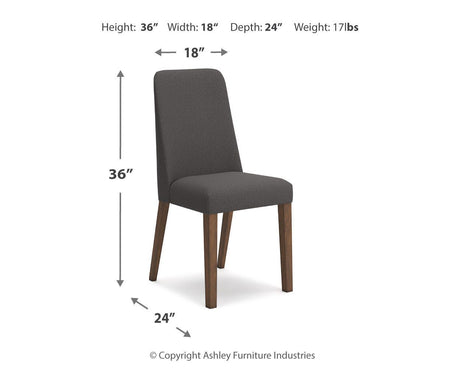 Lyncott Brown Dining Set 2 dimension view