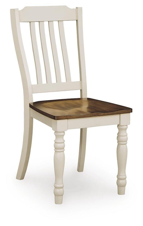 Wirloni Antique White/Brown Dining Chair angled view