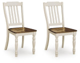 Wirloni Antique White/Brown Dining Chair angled view