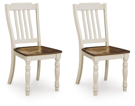 Wirloni Antique White/Brown Dining Chair angled view