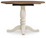 Wirloni Antique White/Brown Dining Drop Leaf Table view 3