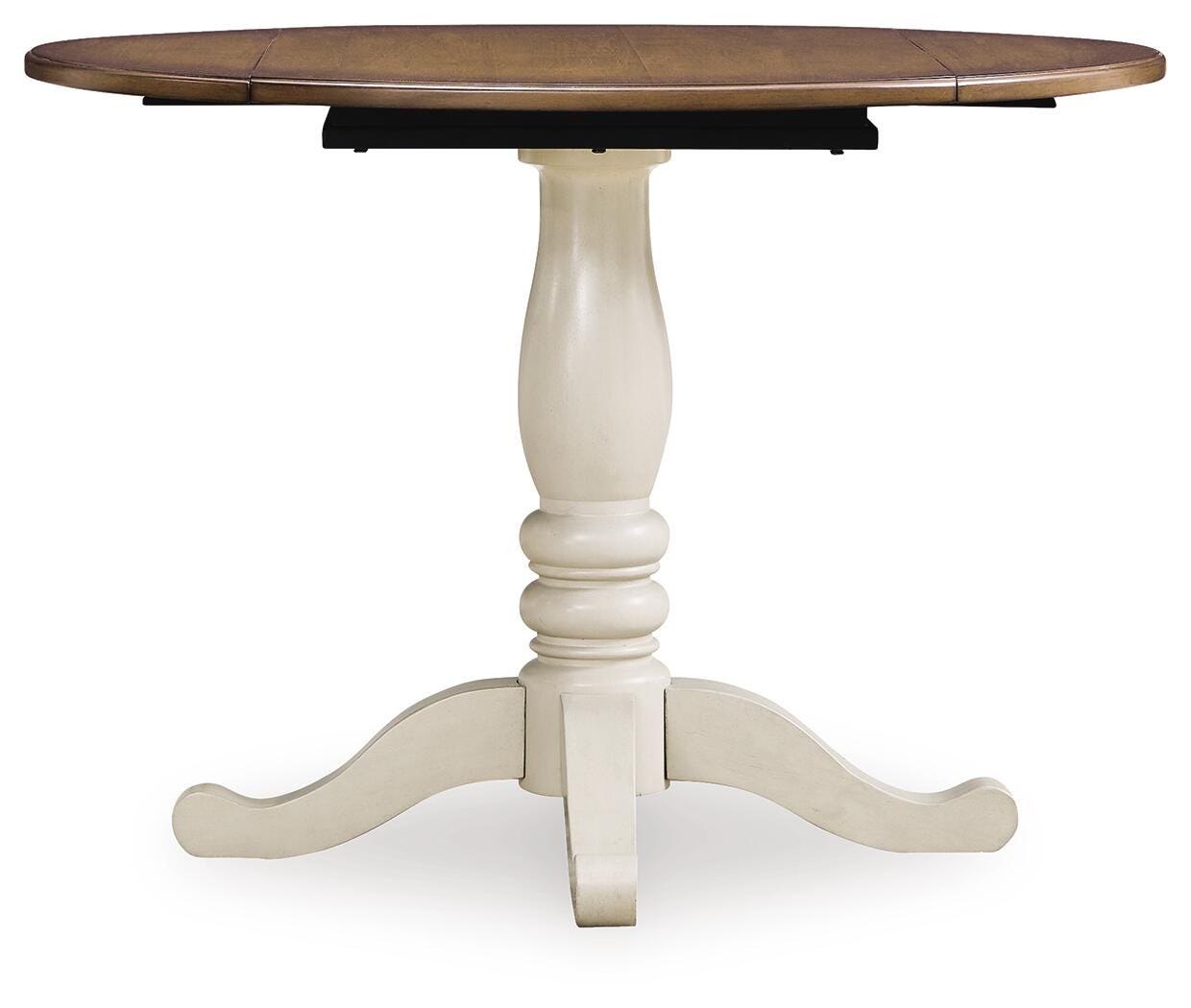 Wirloni Antique White/Brown Dining Drop Leaf Table view 3