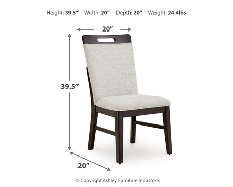 Neymorton Dark Grayish Brown Dining Set dimension view