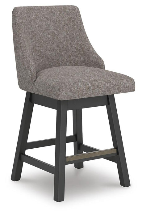 Neymorton Dark Grayish Brown Counter Height Barstool angled view