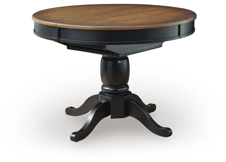 Clorazi Black/Brown Dining Butterfly Extension Table angled view