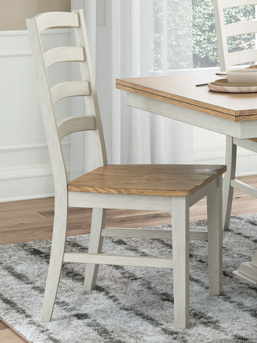 Purlaney Antique White/Natural Dining Chair