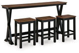 Wildenauer Brown/Black Counter Height Dining Table and 3 Barstools Set