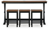 Wildenauer Brown/Black Counter Height Dining Table and 3 Barstools Set