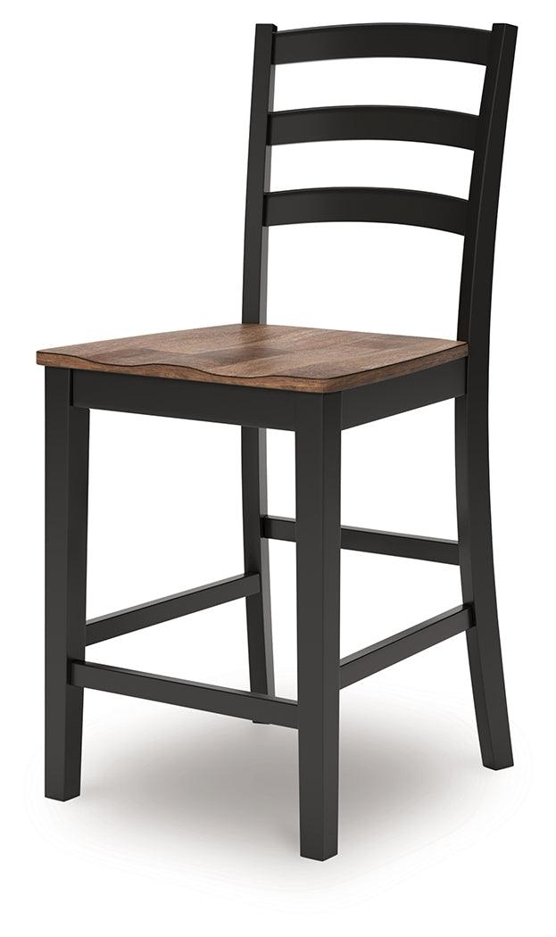 Wildenauer Brown/Black Counter Height Dining Table and 4 Barstools