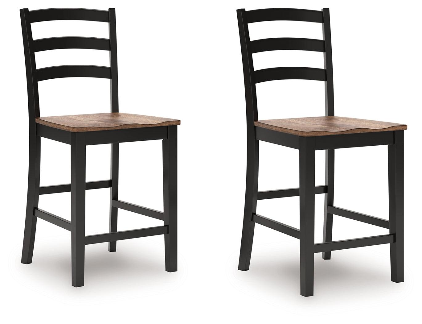 Wildenauer Brown/Black Counter Height Dining Table and 4 Barstools