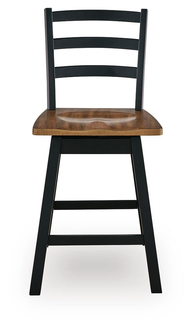 Wildenauer Brown/Black Counter Height Swivel Barstool