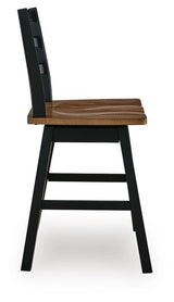 Wildenauer Brown/Black Counter Height Swivel Barstool