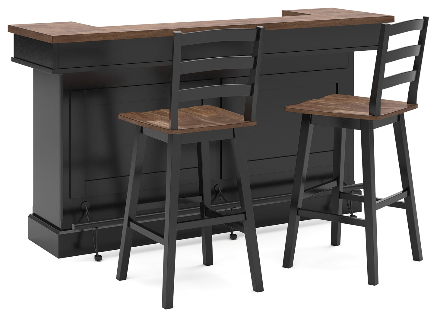 Wildenauer Brown/Black Bar and 2 Bar Height Barstools