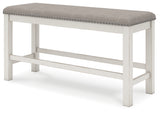 Robbinsdale Antique White Counter Height Dining Table and 6 Barstools and Bench with Storage
