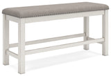 Robbinsdale Antique White Counter Height Dining Table and 6 Barstools and Bench with Storage
