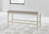 Robbinsdale Antique White Counter Height Dining Table and 6 Barstools and Bench with Storage
