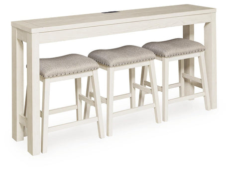 Robbinsdale Antique White Counter Height Dining Table and 3 Barstools Set angled view