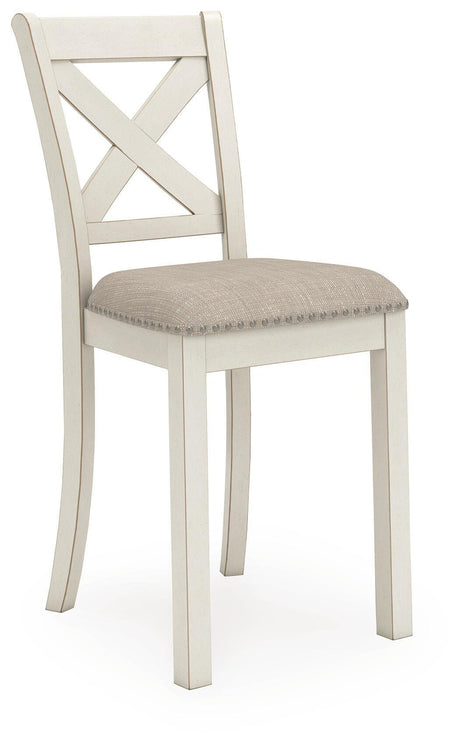 Robbinsdale Antique White Counter Height Barstool angled view