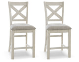 Robbinsdale Antique White Counter Height Dining Table and 6 Barstools and Bench with Storage