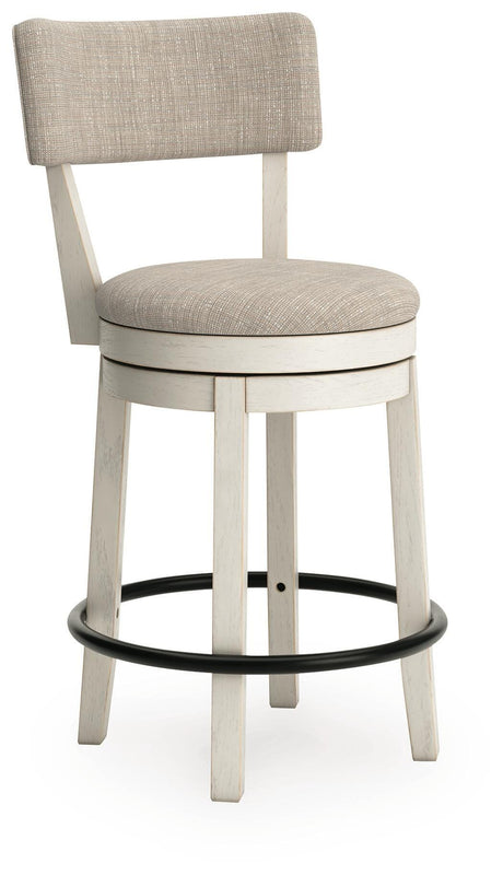 Robbinsdale Antique White Counter Height Barstool angled view