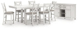 Robbinsdale Antique White Counter Height Dining Table and 6 Barstools with Storage
