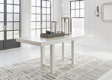 Robbinsdale Antique White Counter Height Dining Table and 6 Barstools and Bench with Storage