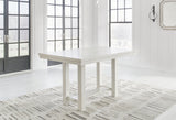 Robbinsdale Antique White Counter Height Dining Table and 6 Barstools and Bench with Storage