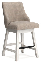 Robbinsdale Antique White Upholstered Counter Height Barstool