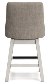 Robbinsdale Antique White Upholstered Counter Height Barstool