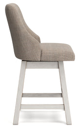 Robbinsdale Antique White Upholstered Counter Height Barstool