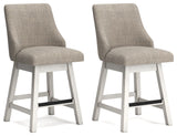 Robbinsdale Antique White Upholstered Counter Height Barstool