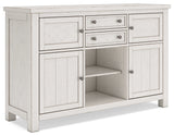 Robbinsdale Antique White Counter Height Dining Table and 6 Barstools and Bench with Storage