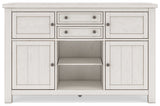 Robbinsdale Antique White Counter Height Dining Table and 6 Barstools and Bench with Storage