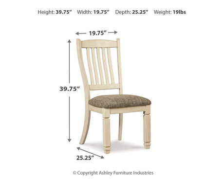 Bolanburg Antique White Dining Set dimension view