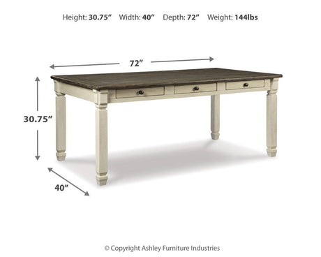 Bolanburg Two-tone Dining Set dimension view