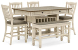 Bolanburg Two-tone Counter Height Dining Table and 4 Barstools and Bench