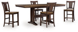 Rylandeen Light Brown/Dark Brown Counter Height Dining Table and 4 Barstools