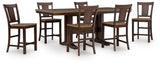 Rylandeen Light Brown/Dark Brown Counter Height Dining Table and 6 Barstools