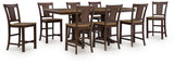 Rylandeen Light Brown/Dark Brown Counter Height Dining Table and 8 Barstools