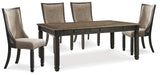 Tyler Black/Gray Creek Dining Set — Dining Table and 4 Chairs