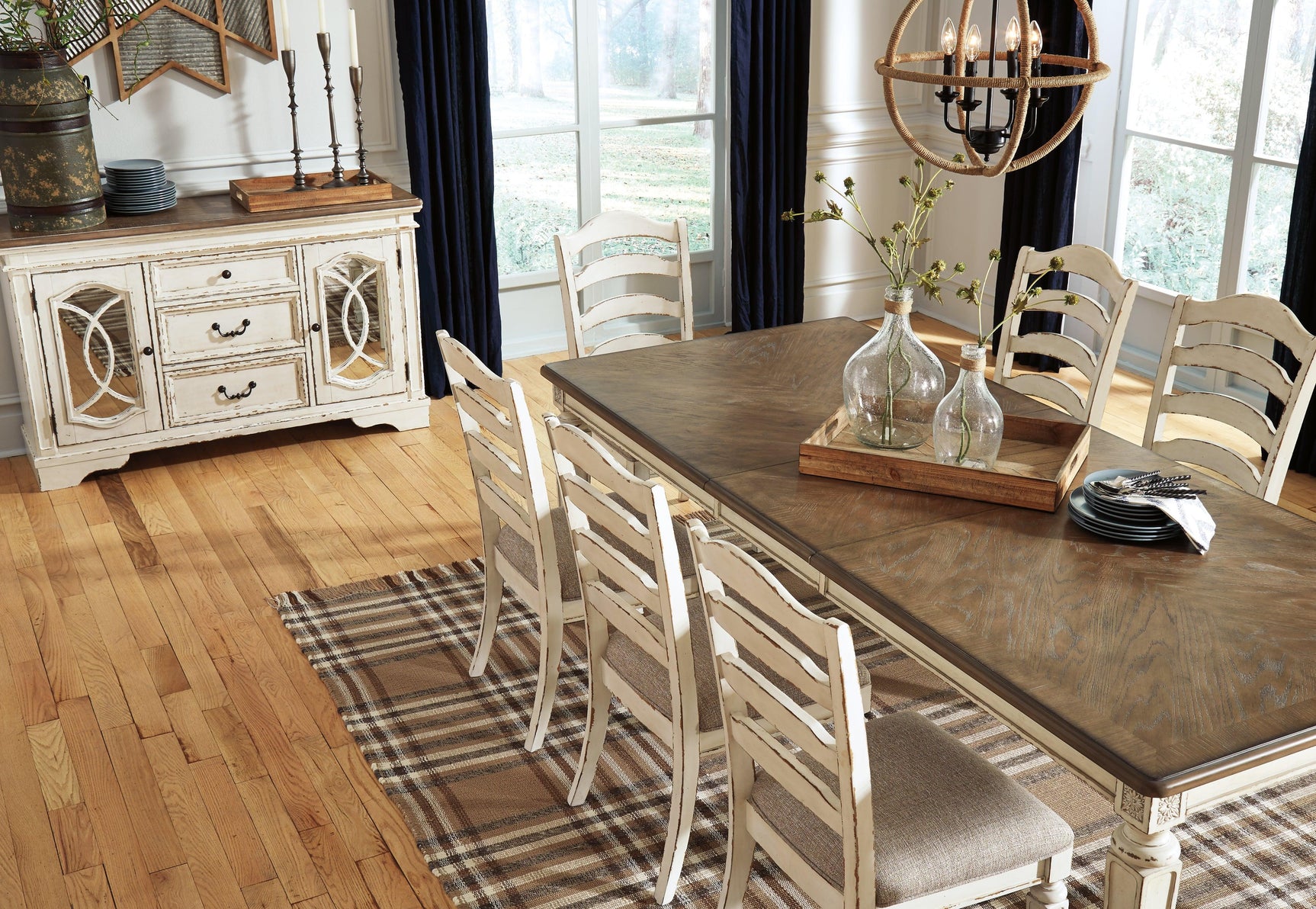 Realyn Chipped White Dining Extension Table D743-45 - Ella Furniture