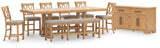 Havonplane Brown Counter Height Dining Table and 6 Barstools and Bench with Storage