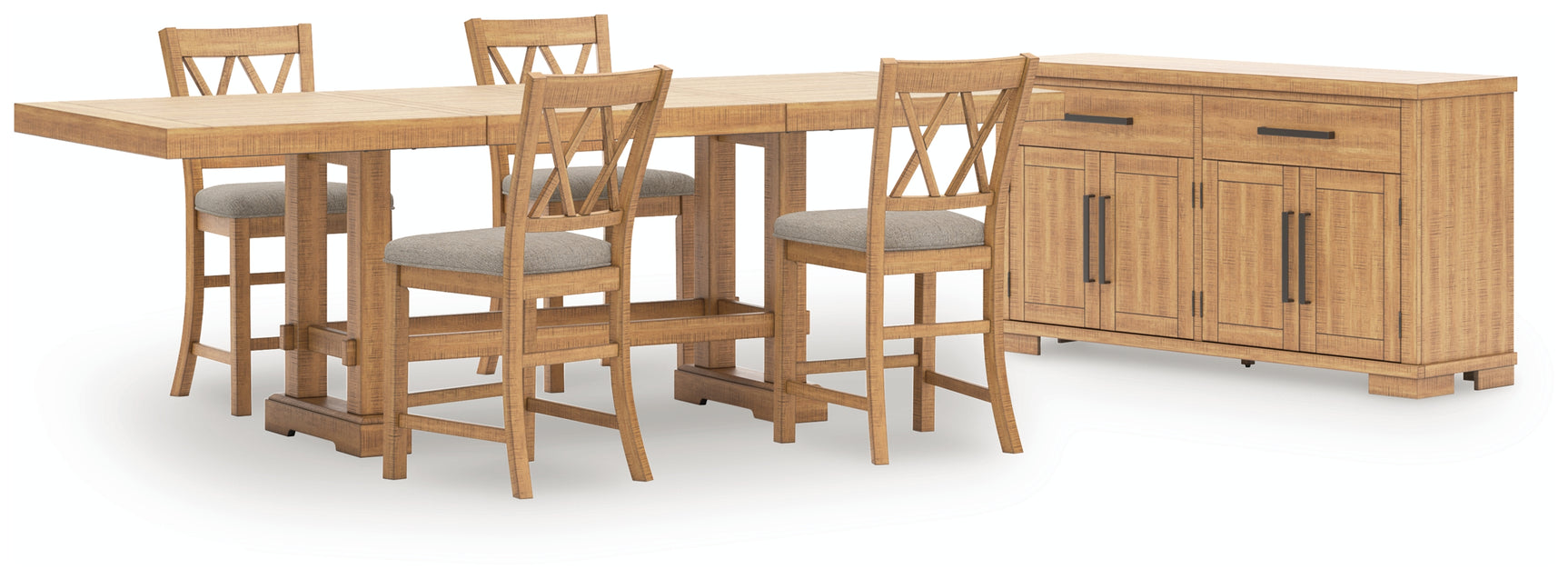 Havonplane Brown Counter Height Dining Table and 4 Barstools with Storage