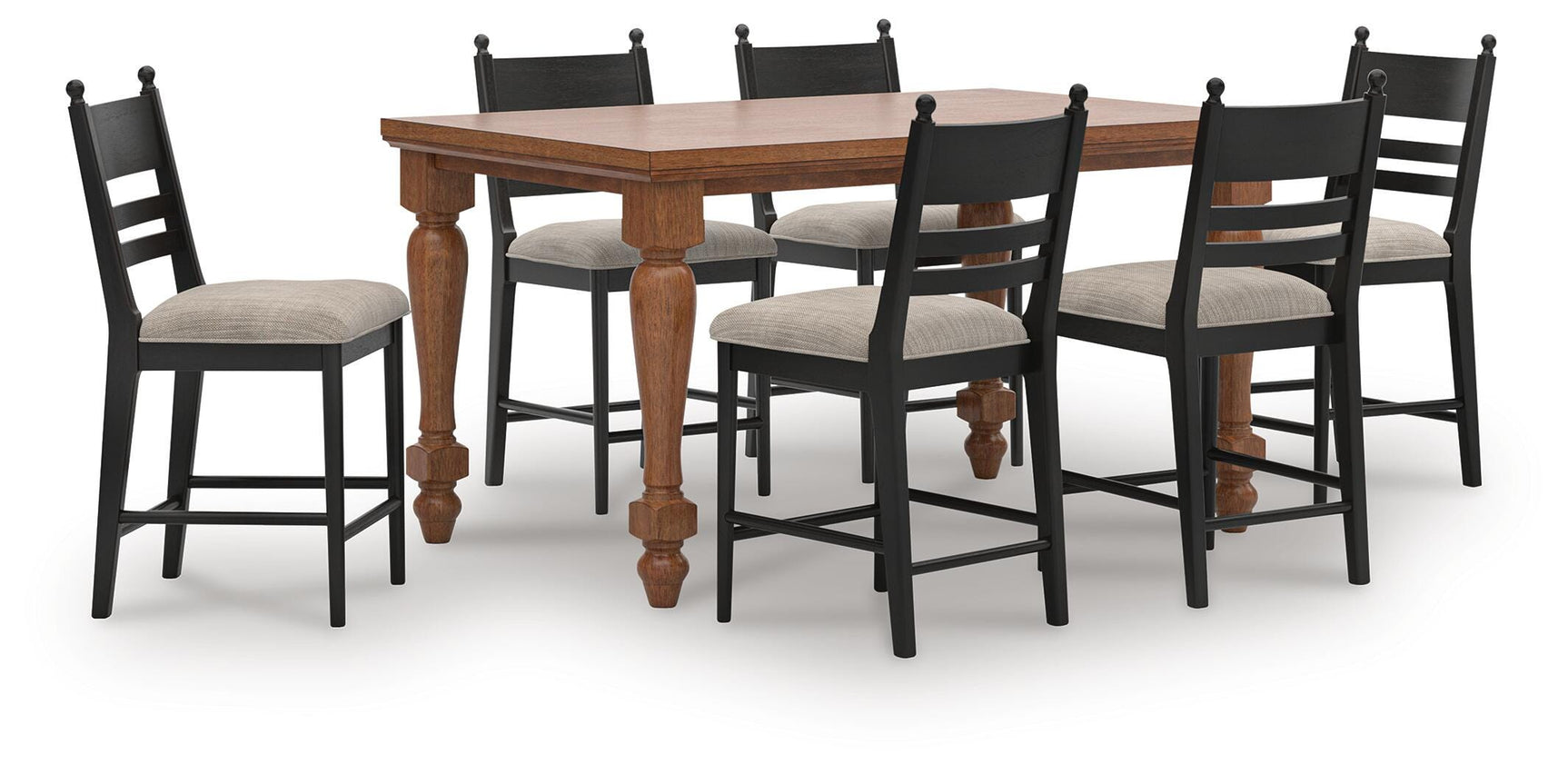Greddinton Brown Counter Height Dining Table and 6 Barstools