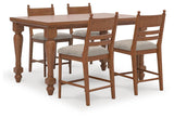 Greddinton Brown Counter Height Dining Table and 4 Barstools