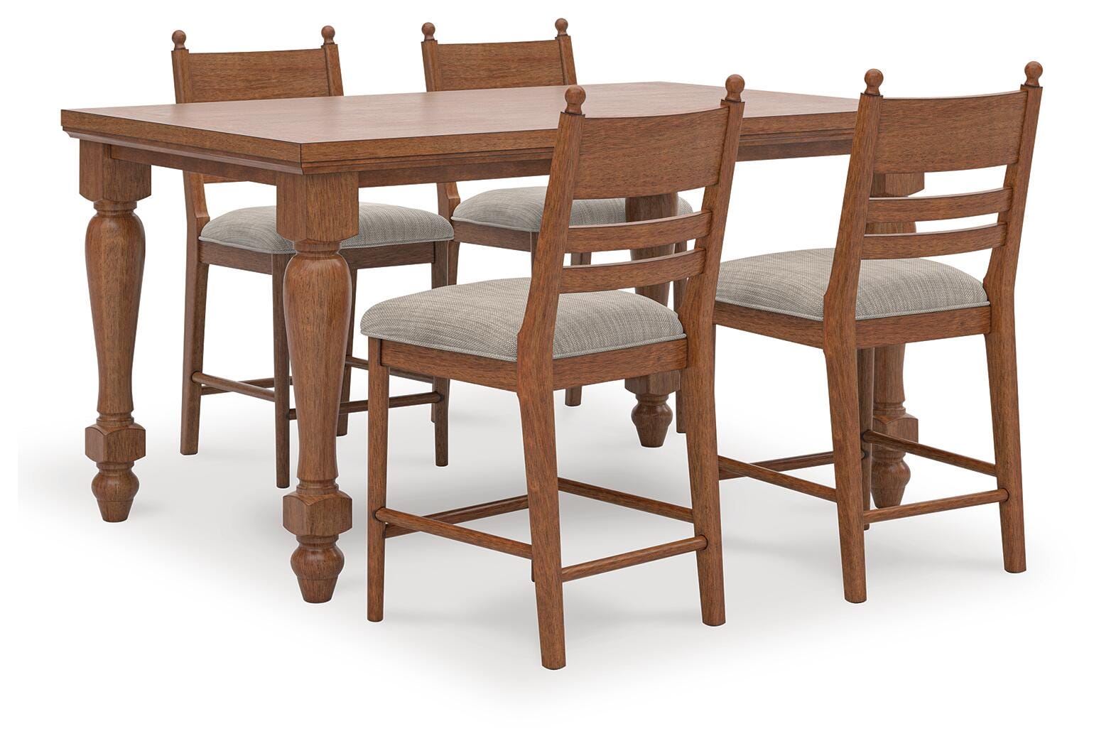 Greddinton Brown Counter Height Dining Table and 4 Barstools